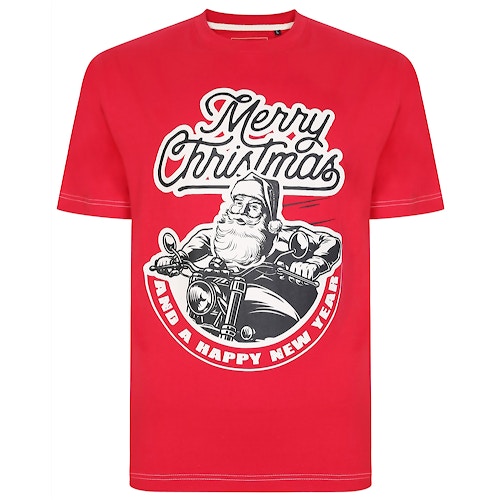 KAM Santa Biker Print T-Shirt Rot